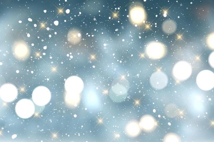 Dusty blue background with snowflakes and twinkles