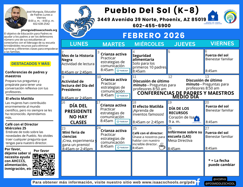 Calendario de Febrero