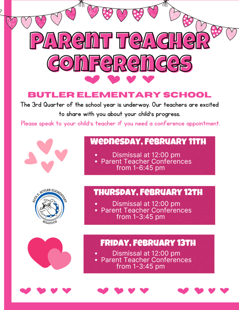 Parent Teacher Conferences will occur on February 11th, 12th, & 13th. We are looking forward to meeting with you all!   Las Conferencias de Padres y Maestros se llevarán a cabo los días 11, 12 y 13 de octubre. ¡Esperamos con ansias conocerlos!