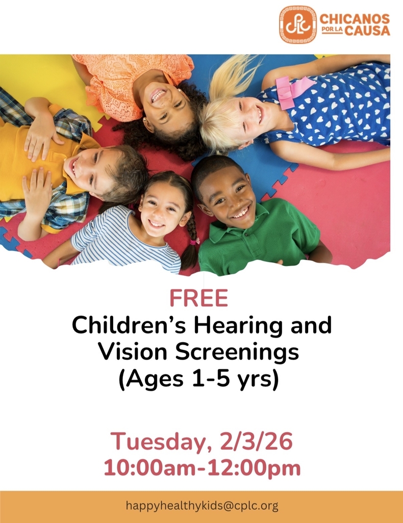 Attention families! Today at HOI – La Casita Azul, we are offering FREE hearing and vision screenings for children ages 1–5. 🗓 Today ⏰ 10:00 a.m. – 12:00 p.m. A great opportunity to support your child’s health. We hope to see you there! 👂