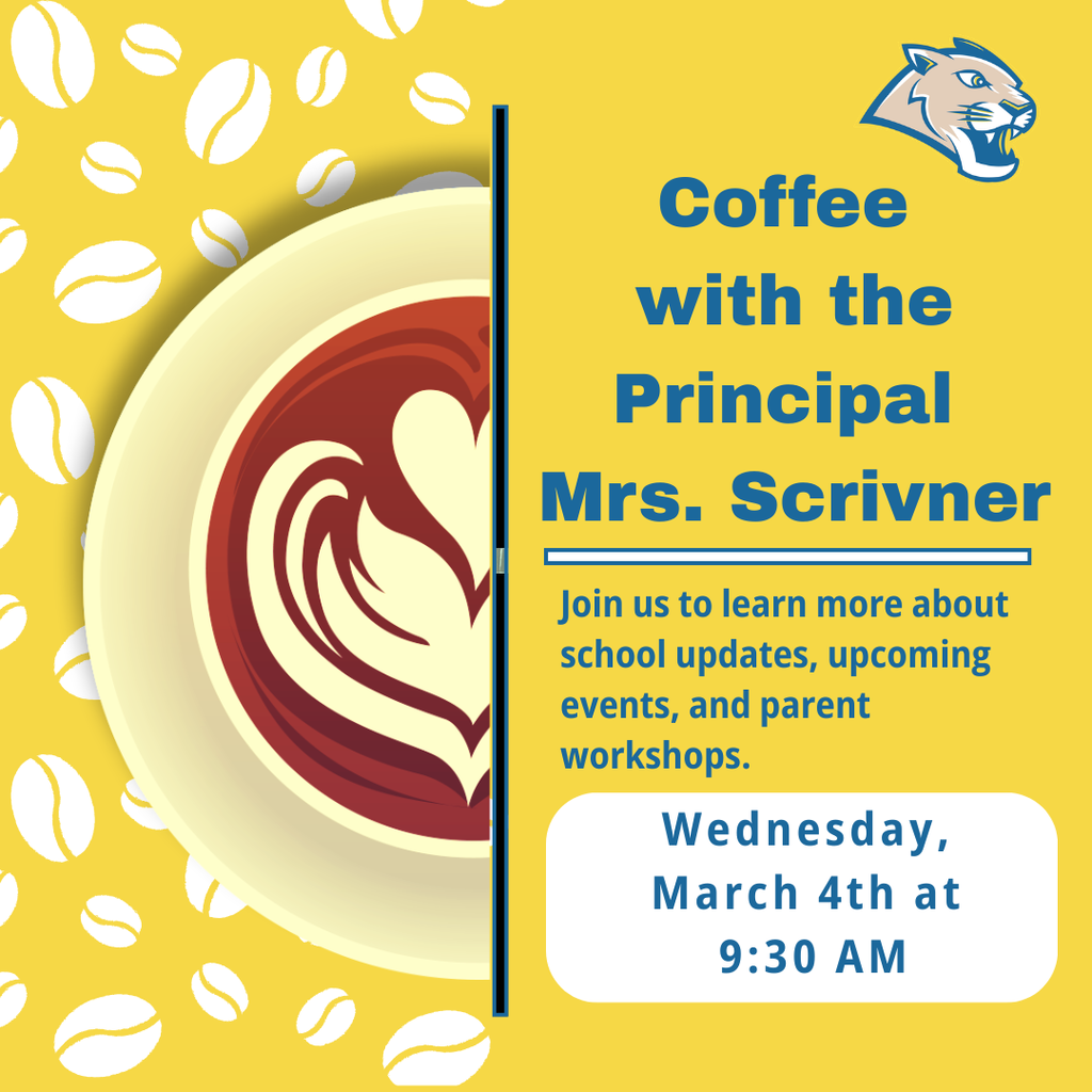 ☕ Coffee with the Principal – Mrs. Scrivner 🗓 Tomorrow ⏰ 9:30 a.m.  Join Mrs. Scrivner for coffee and stay informed about what’s happening at our school. Learn about important updates, upcoming events, and how you can get involved in your child’s education.  ✨ Stay informed. Get involved. Be part of our community.  We look forward to seeing you!