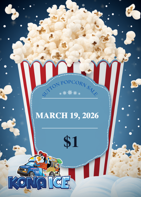Kona Ice and school pop corn sale March 19 2026