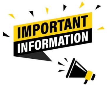 Important information. A black and yellow megaphone decorates the page