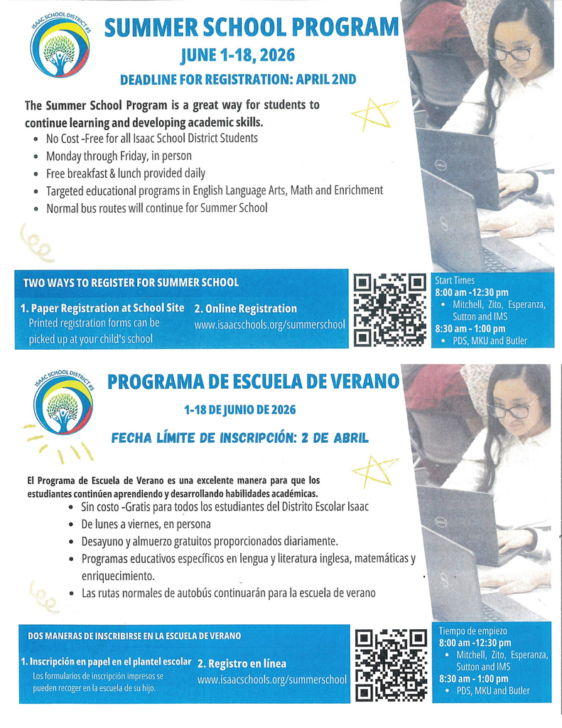 Summer School Registration last day April 2nd