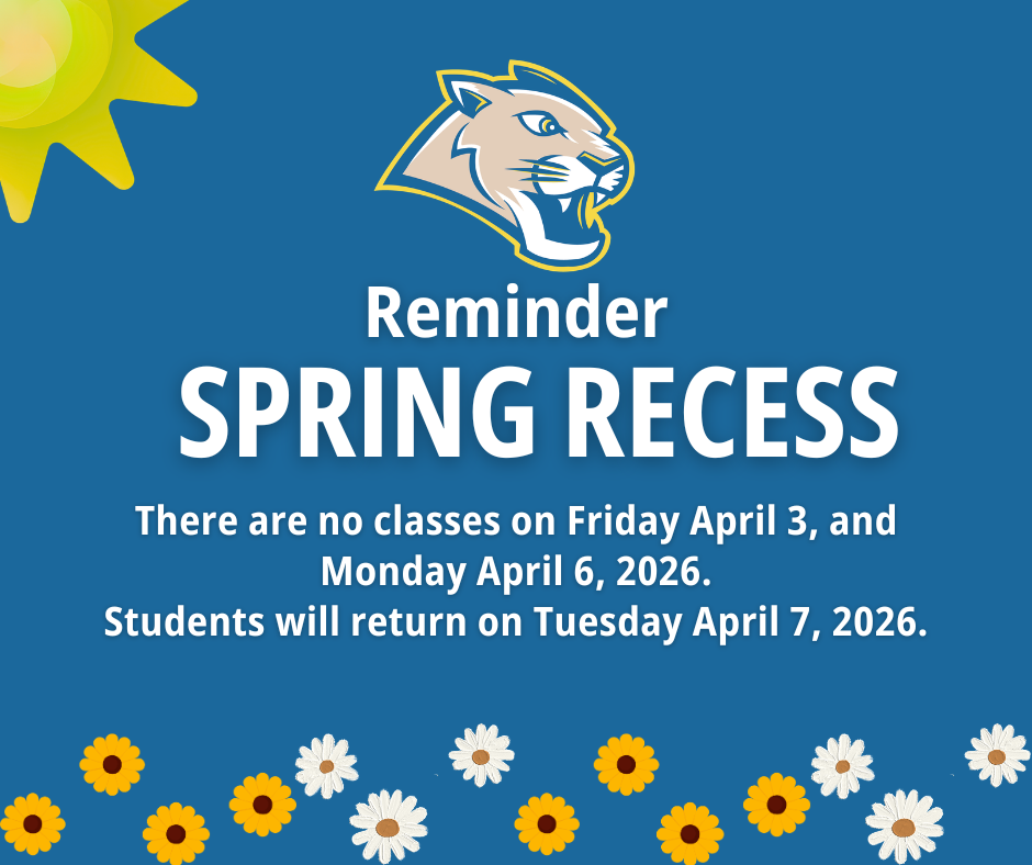 There are no classes on Friday April 3, and Monday April 6, 2026. Students will return on Tuesday April 7, 2026.