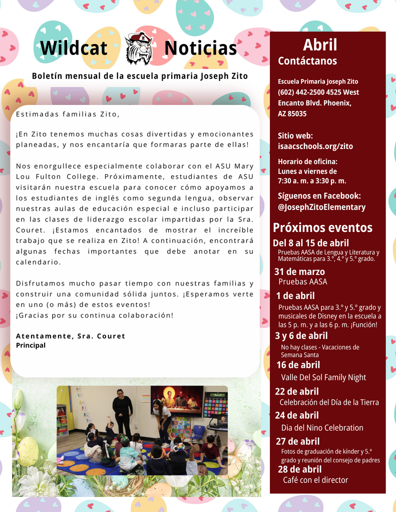 April/Abril Spanish Newsletter Pg.  1 