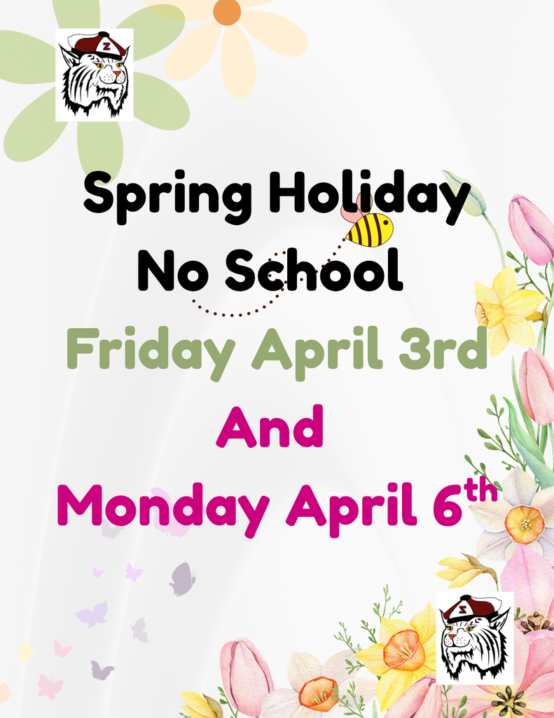 Spring Holiday No School April 3rd and April 6th 