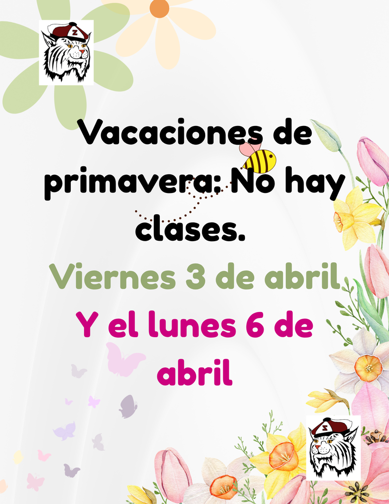 Spring Holiday No School April 3rd and April 6th 