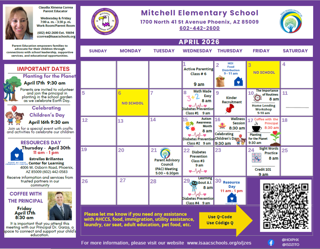 Parent Ed calendar 