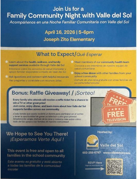 Valle Del Sol Visiting Zito on April 16th from 5-6pm 