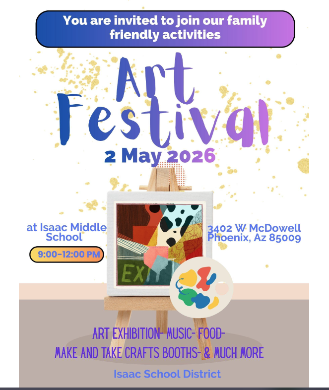 YOu are invited to join our family friendly activities; Art Festival; 2 de mayo 2026