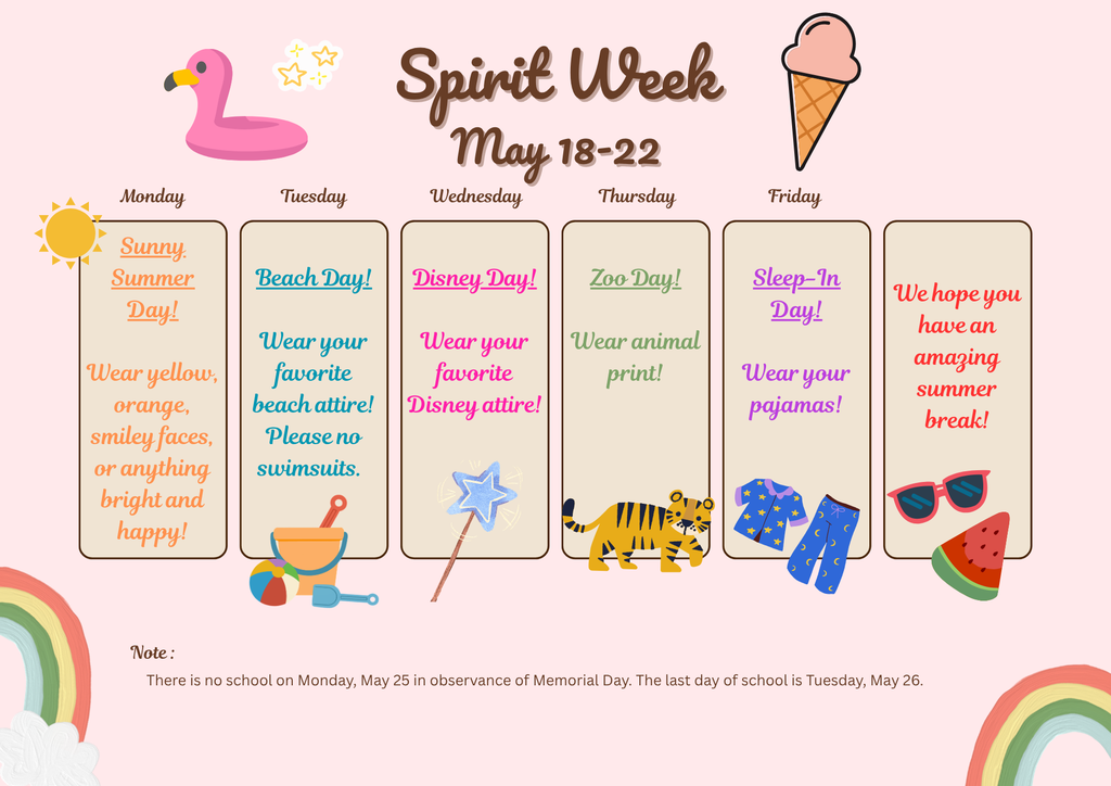 Flyer for a school spirit week 