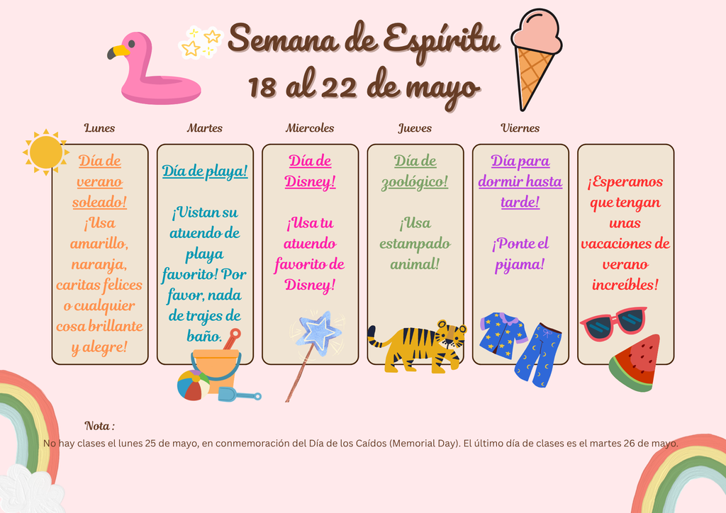 Folleto para una semana del espíritu escolar