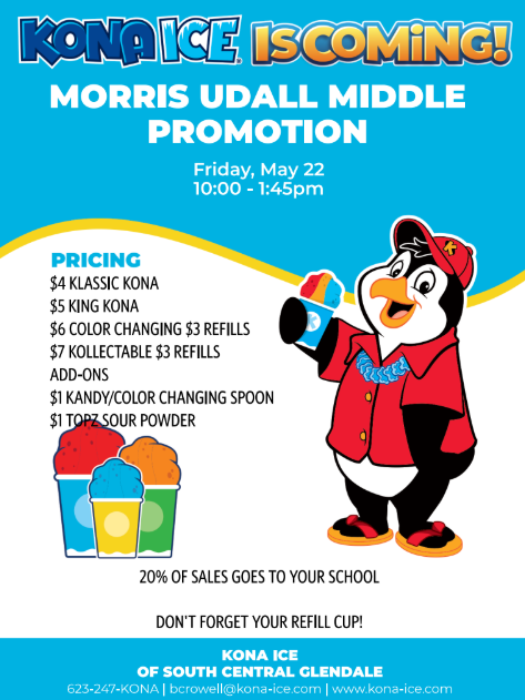 Kona Ice prices per size: Classic $4, King $5, Color Changing $6 (with $3 refill), collectable $7 (with $3 refill), sour powder $1