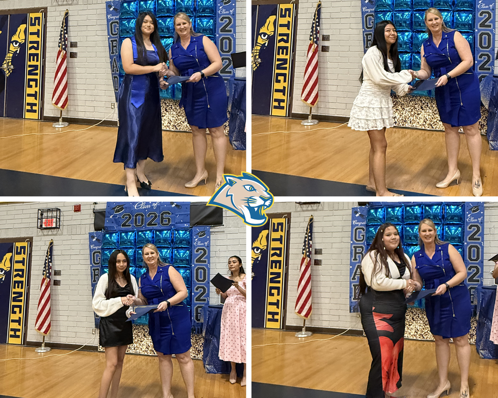 The photo shows the student receiving his graduation certificate from Mrs. Scriner, the principal of Isaac Middle School.