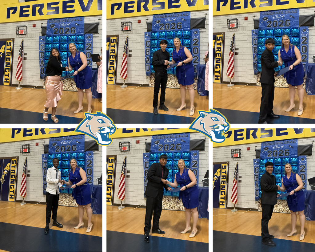 The photo shows the student receiving his graduation certificate from Mrs. Scriner, the principal of Isaac Middle School.