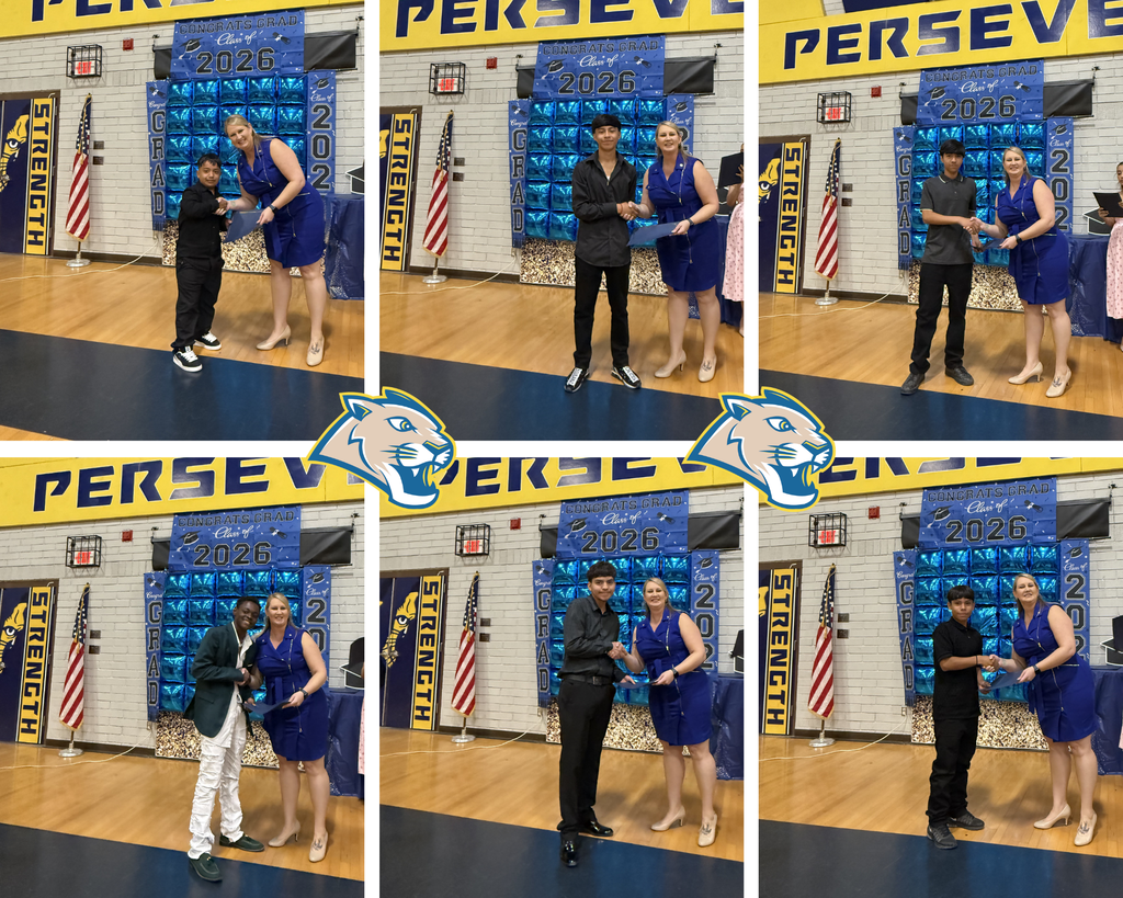 The photo shows the student receiving his graduation certificate from Mrs. Scriner, the principal of Isaac Middle School.