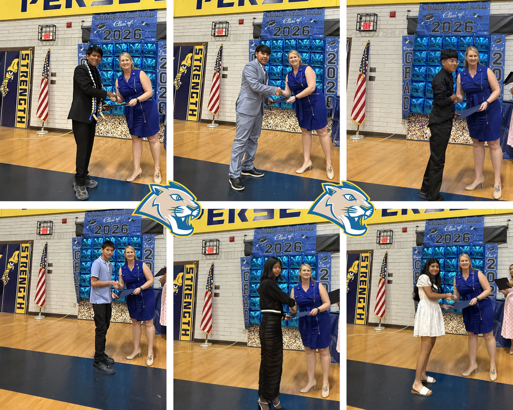 The photo shows the student receiving his graduation certificate from Mrs. Scriner, the principal of Isaac Middle School.