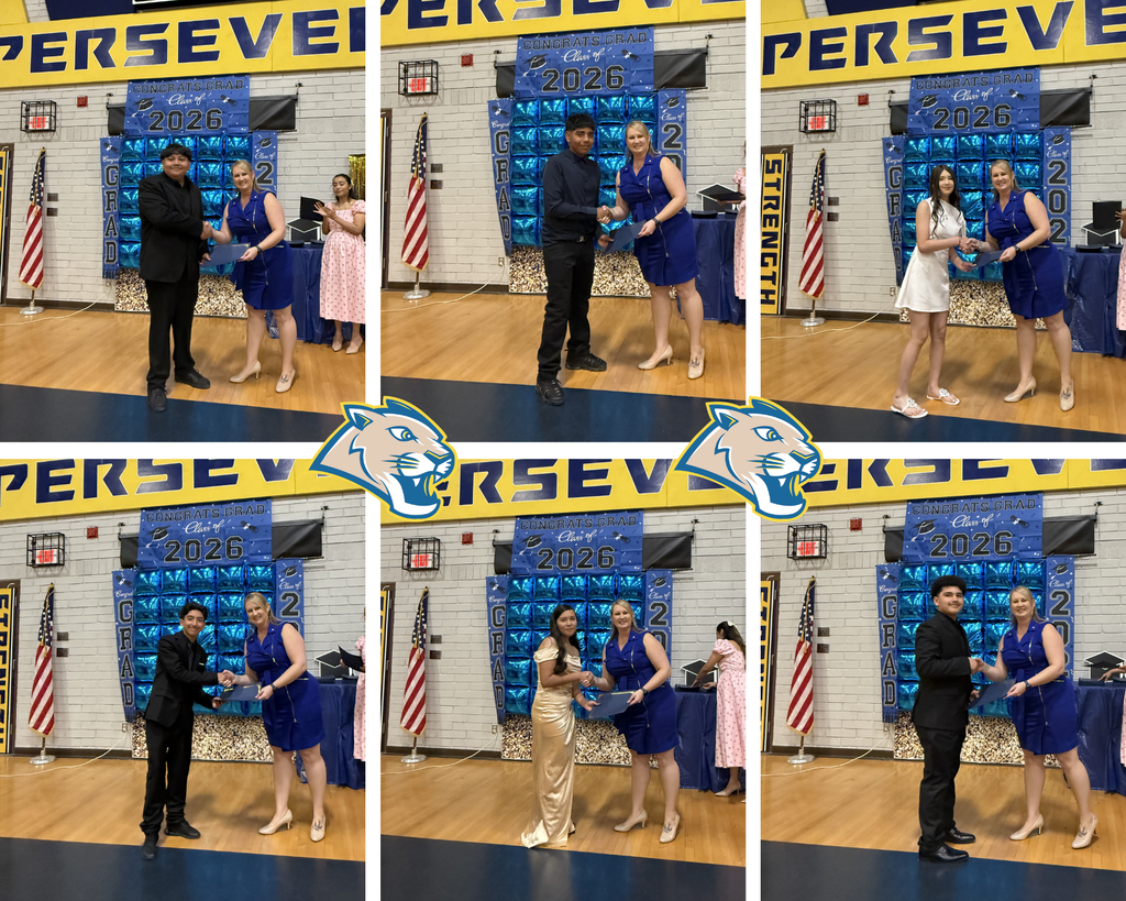 The photo shows the student receiving his graduation certificate from Mrs. Scriner, the principal of Isaac Middle School.