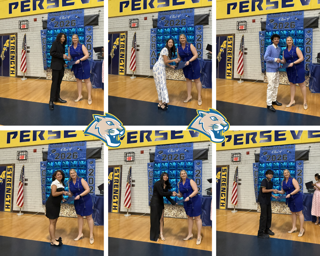 The photo shows the student receiving his graduation certificate from Mrs. Scriner, the principal of Isaac Middle School.