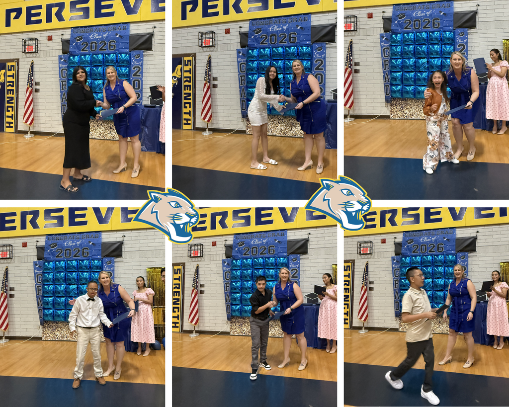 The photo shows the student receiving his graduation certificate from Mrs. Scriner, the principal of Isaac Middle School.