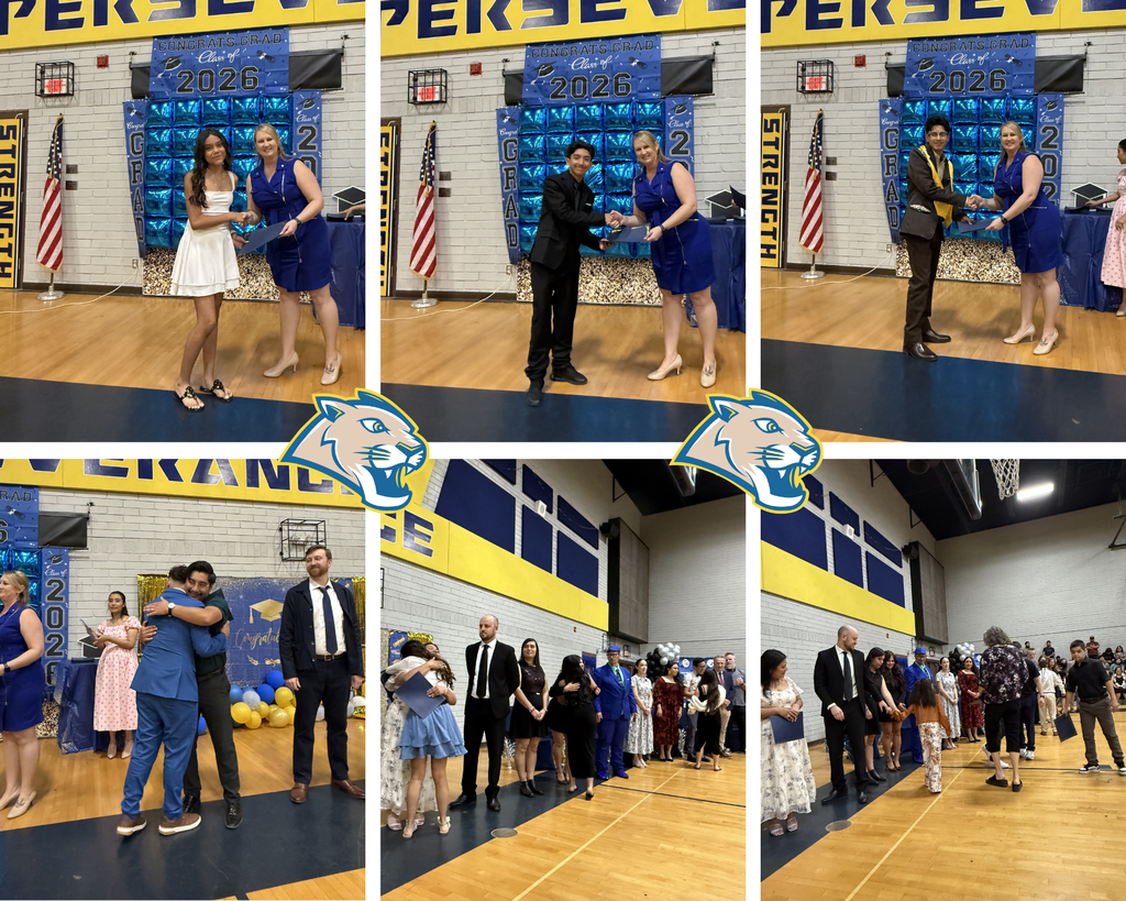 The photo shows the student receiving his graduation certificate from Mrs. Scriner, the principal of Isaac Middle School.