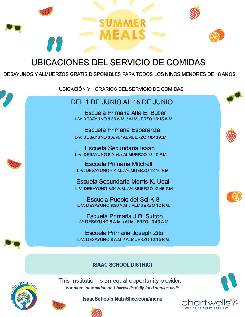 Chartwells Summer Meal Service Locations-Spanish