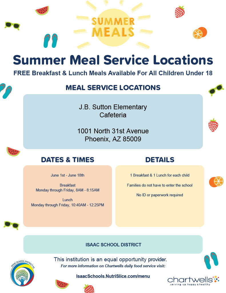 JB Sutton Summer Meal Service Locations