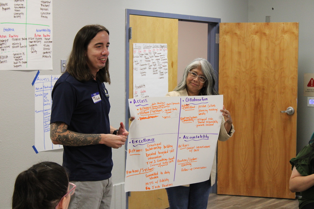 Staff presenting writing exercise results