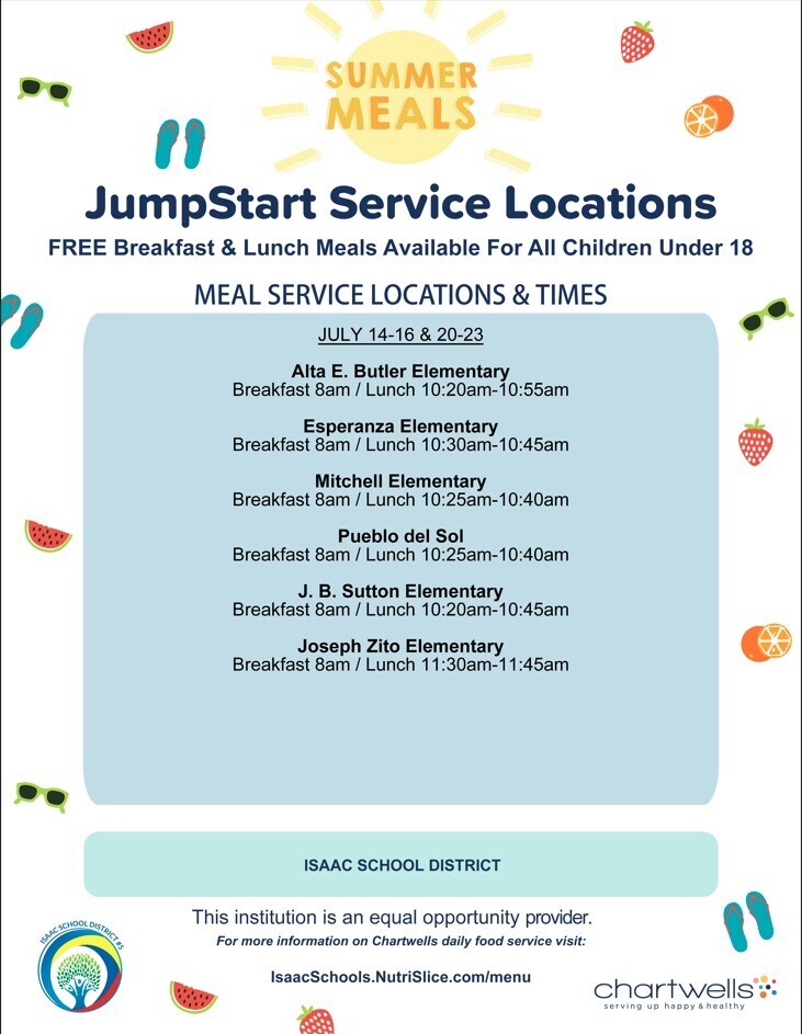 Jump Start Service Locations For Meal Flyer-English