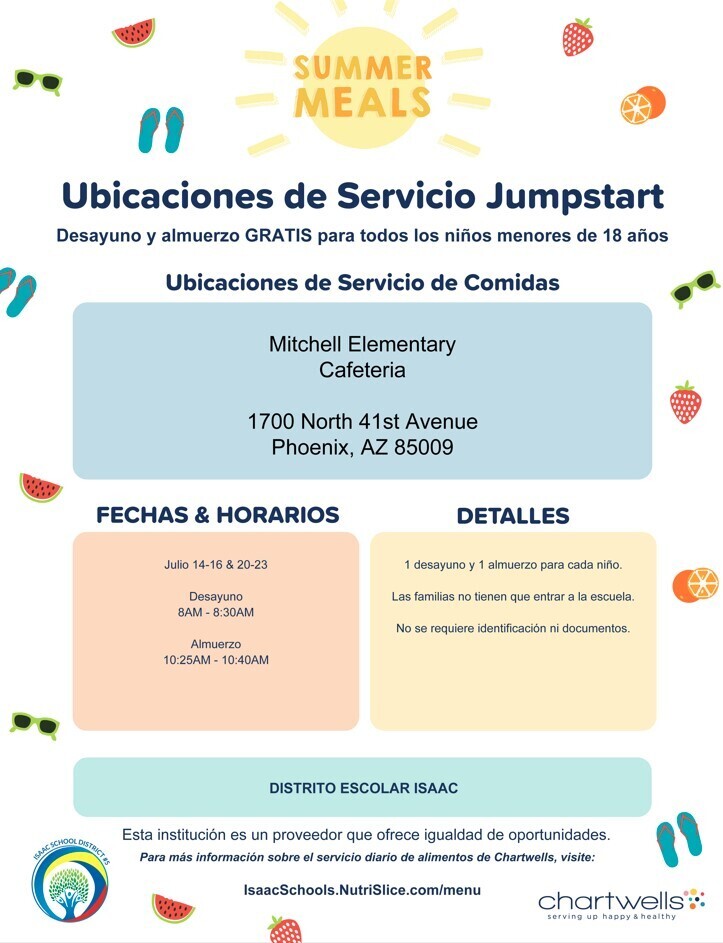 Jump Start Service Locations For Meal Flyer-Spanish