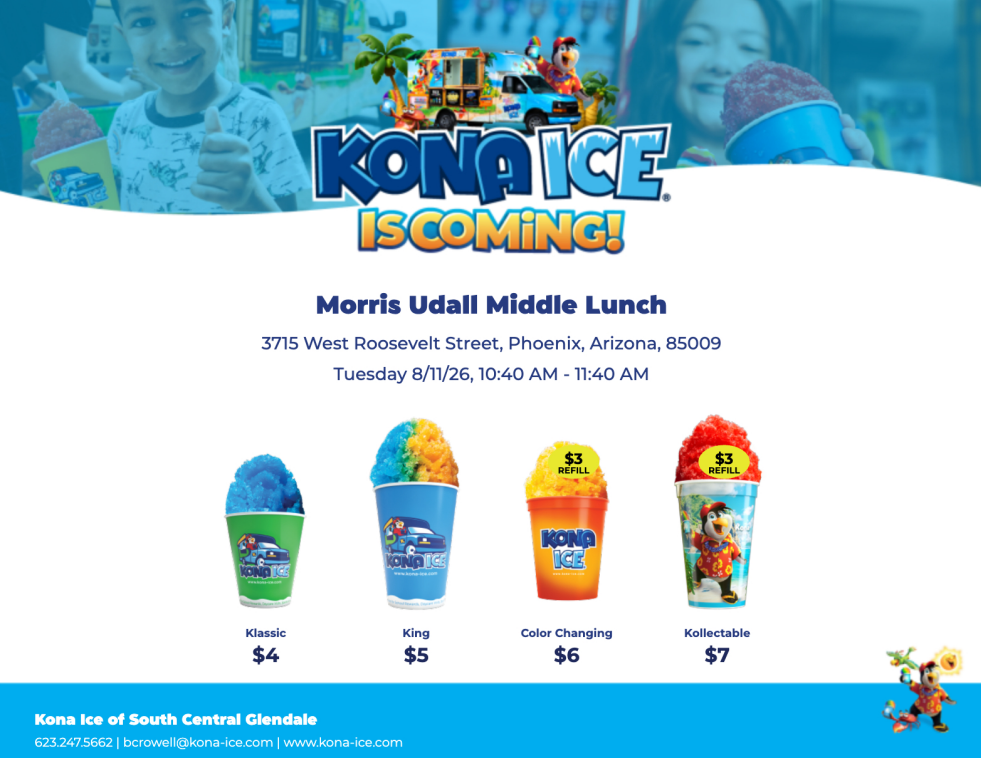 Kona Ice prices per size: Classic $4, King $5, Color Changing $6 (with $3 refill), collectable $7 (with $3 refill)