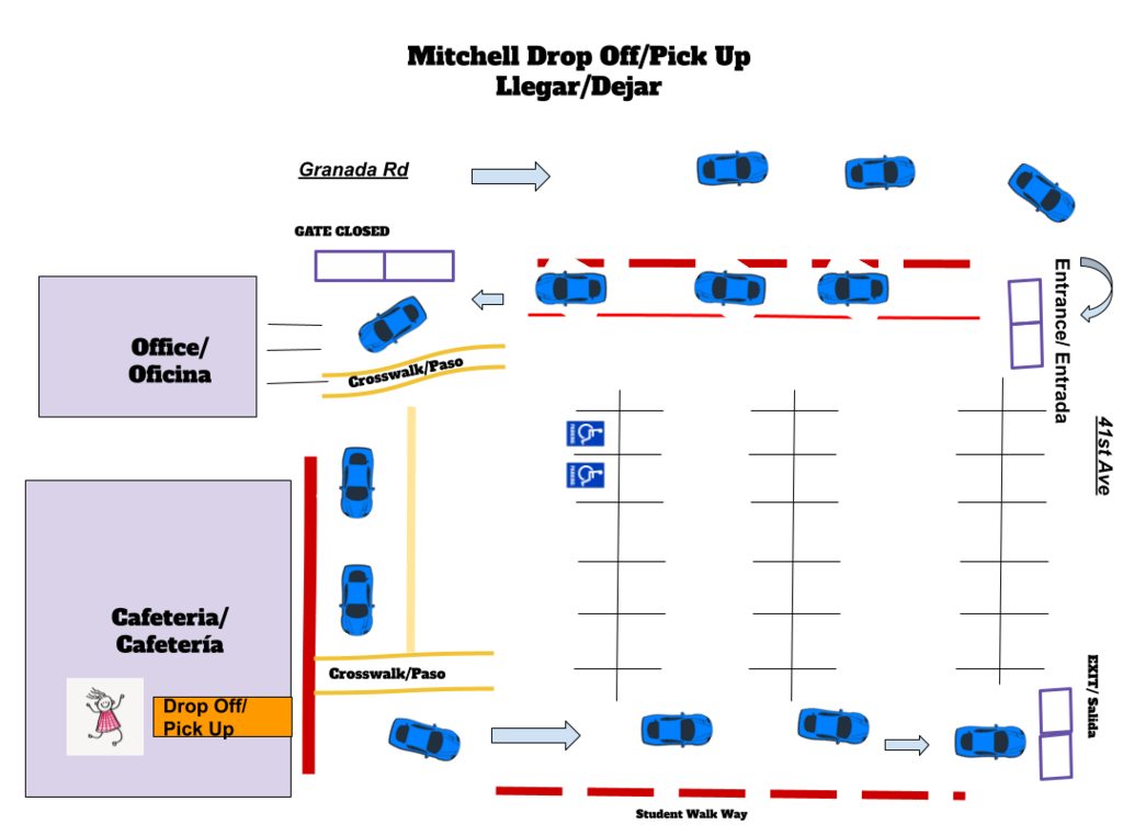 Map of the drop off and pick up