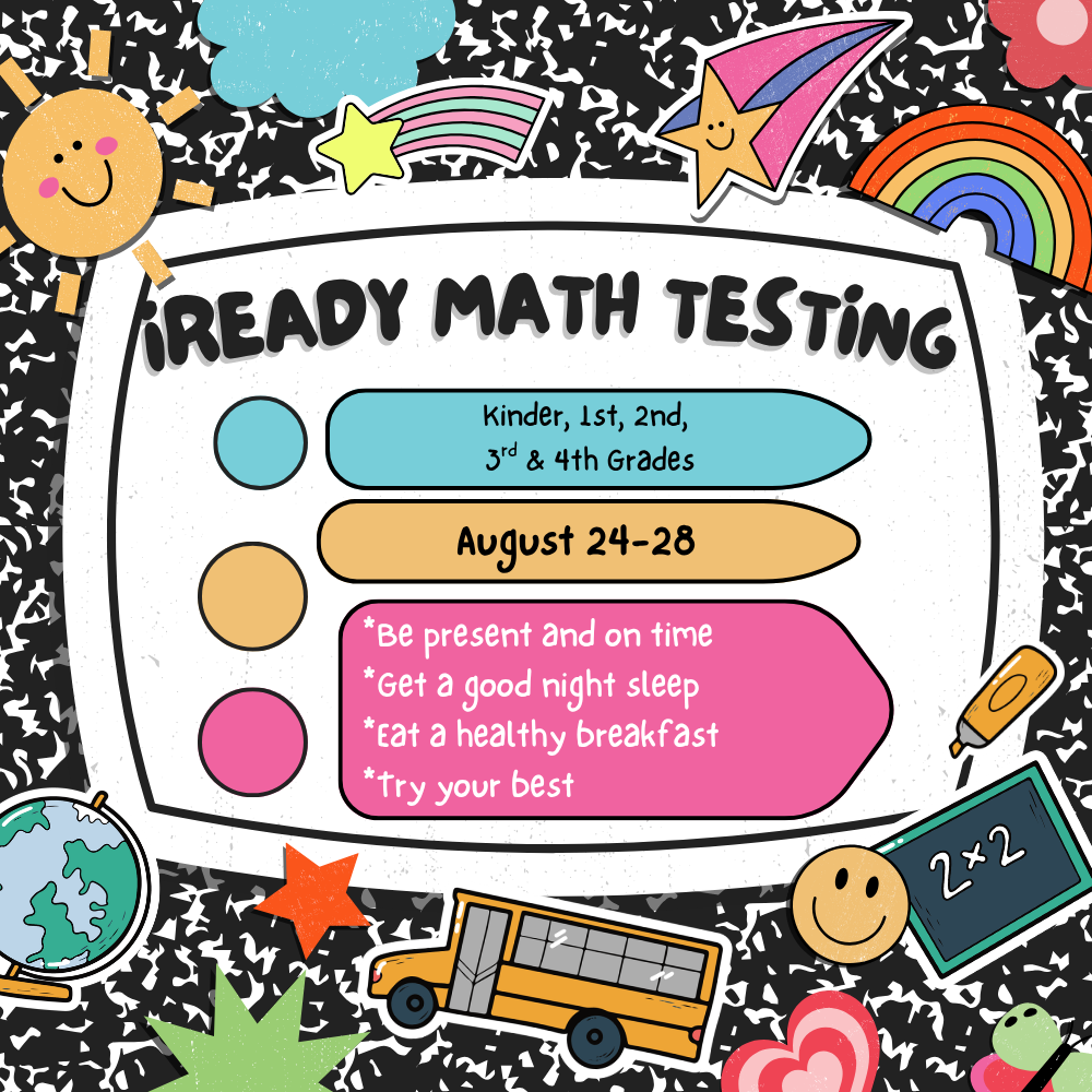 All Butler students will be taking the Math iReady tests from August 24-28. Thank you for bringing your child to school on time. Todos los estudiantes de Butler van a tomar las pruebas de iReady de matematicas 24-28 de agosto. Gracias por traer a su hijo/a a la escuela a tiempo.