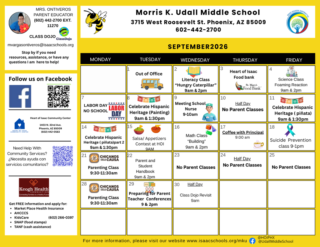 Parent educator calendar