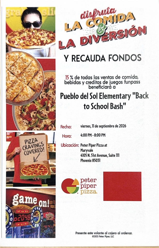 Peter Piper Pizza Night Flyer