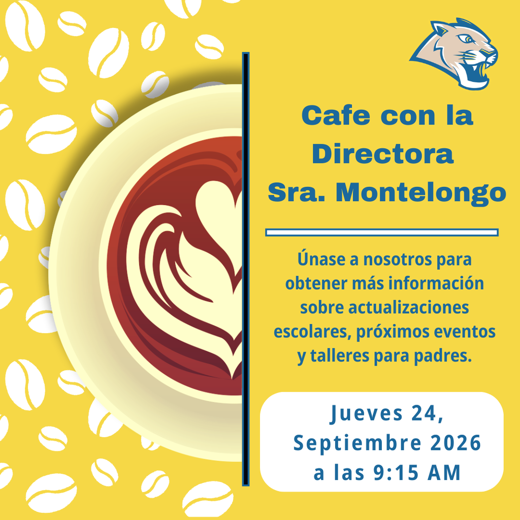 ☕ ¡Buenos días, familias de IMS! Les recordamos que hoy a las 9:15 a. m. tendremos nuestro Café con la Directora en la escuela. Será un gusto escucharlos y compartir un momento juntos. ¡Los esperamos!