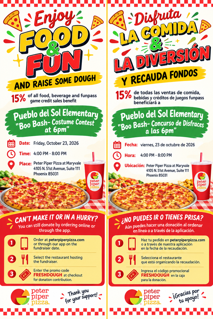 Peter Piper Pizza Night Flyer