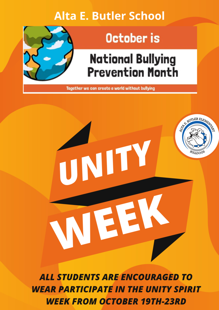 Butler School will be participating in National Bullying Prevention by joining in Unity Week. La escuela Butler participará en la iniciativa Nacional de Prevención del Acoso Escolar sumándose a la Semana de la Unidad.