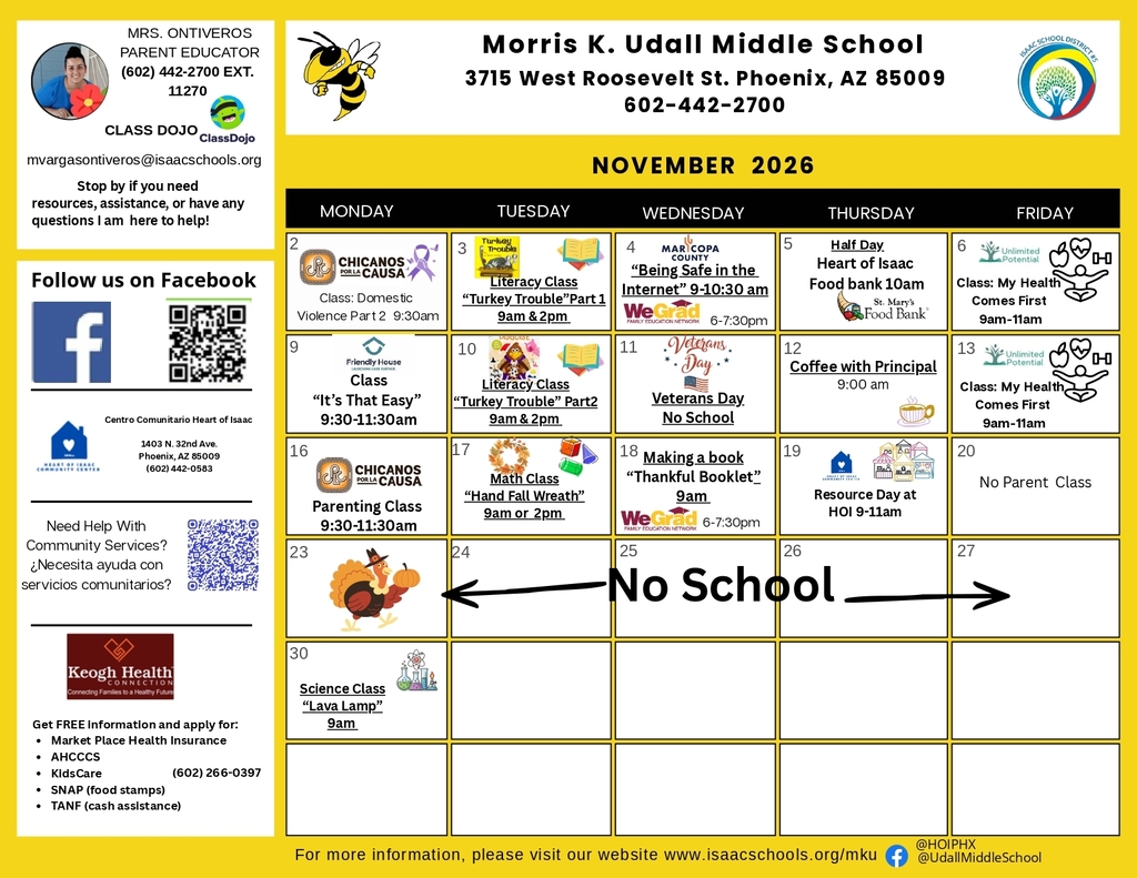 Parent education calendar November