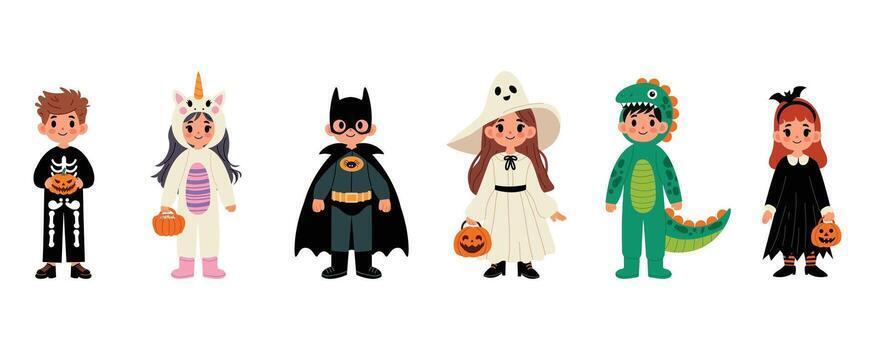 Kids in different Halloween costumes