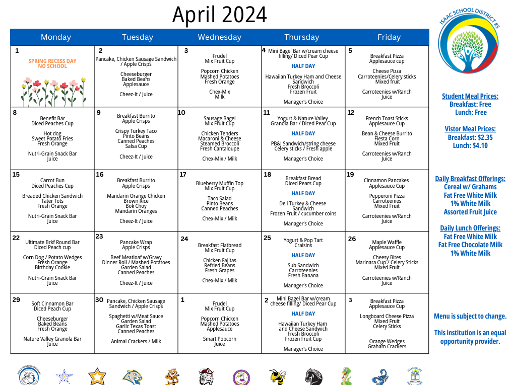 April school menu 