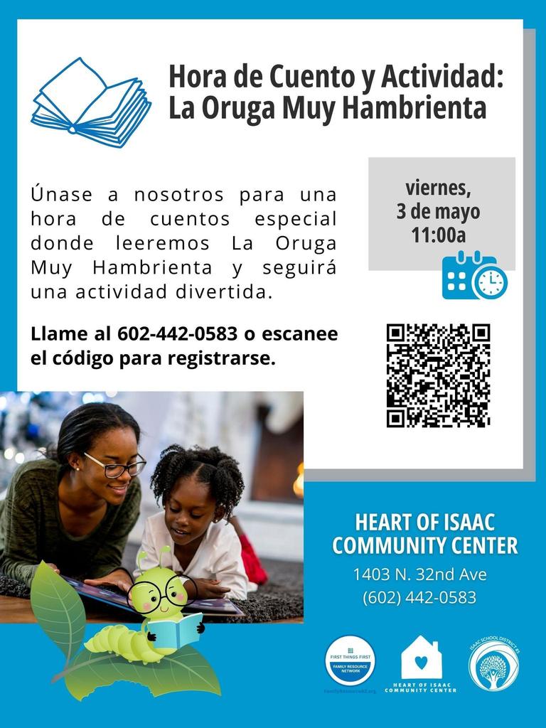 The Very Hungry Caterpillar Activity flyer in Spanish