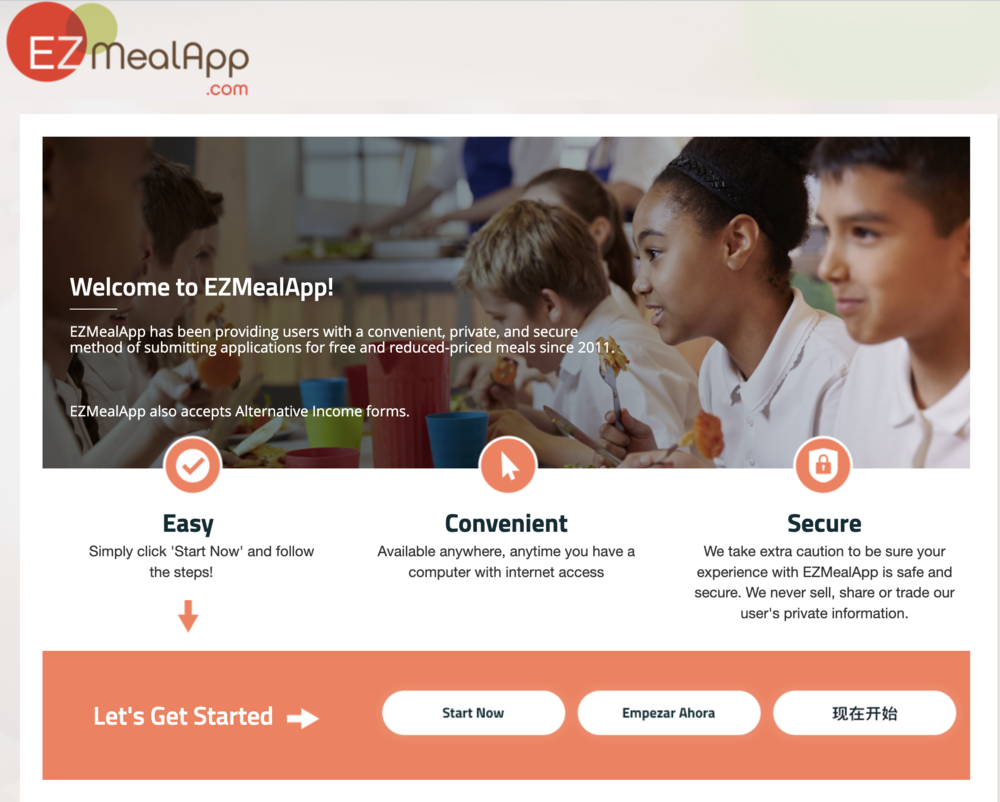 EZMealApp Direct Link Application for free or reduced lunch program.