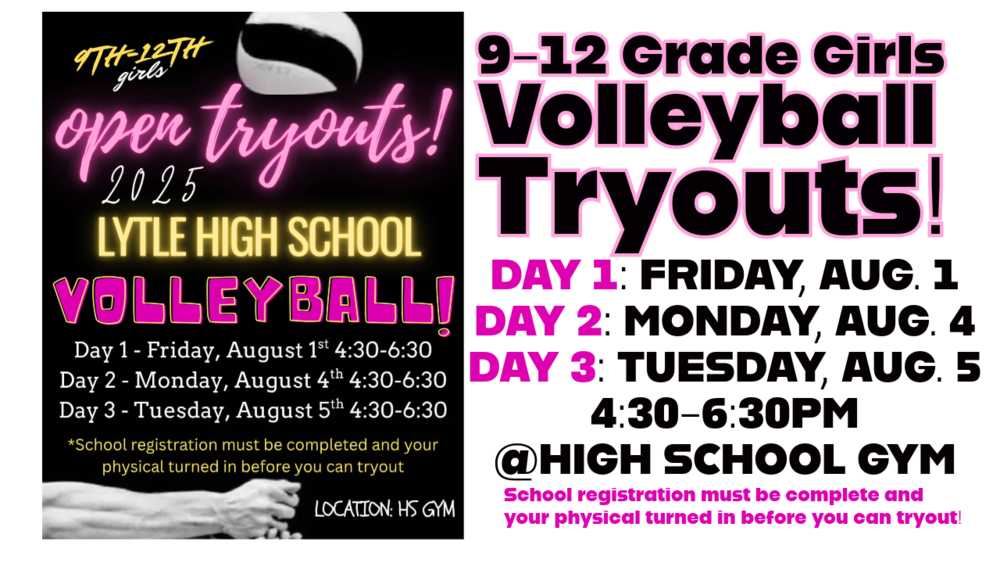 9-12 grade girls volleyball tryouts dates and times