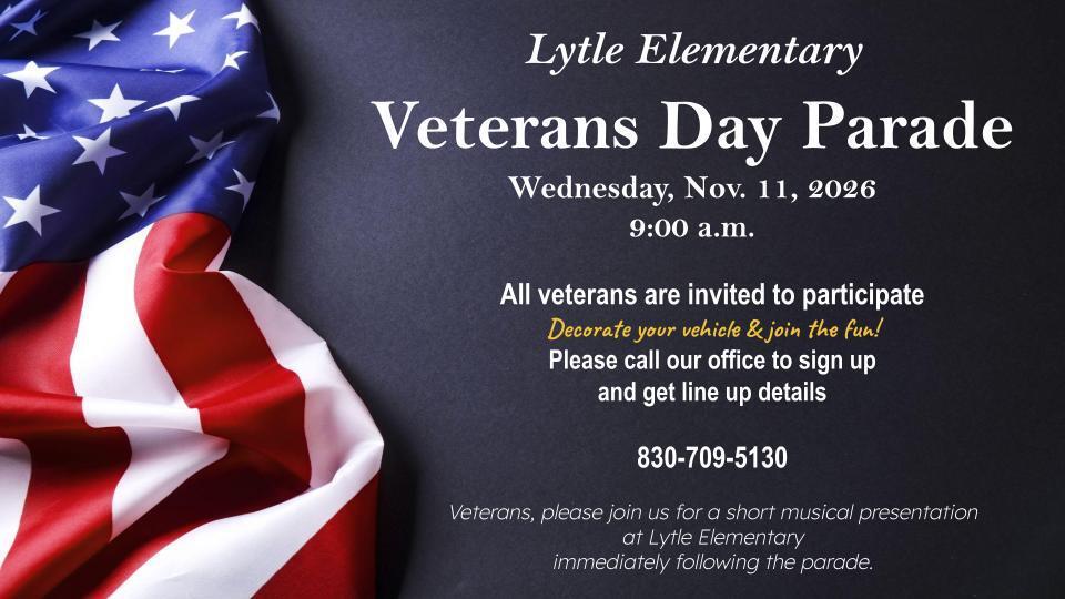 Veterans Day Parade, Nov. 11, 9 a.m.