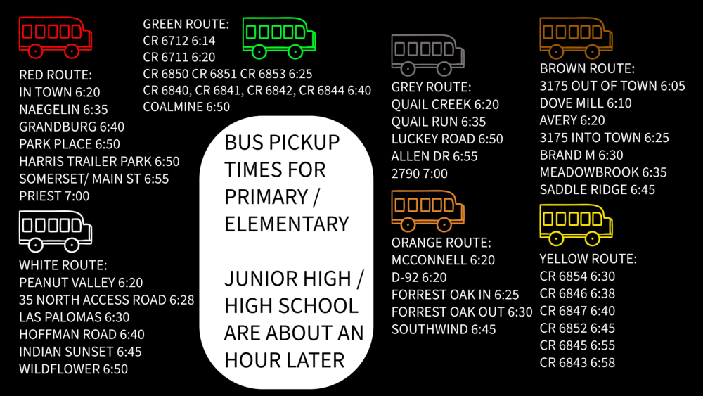 Bus Pick Up Times from Lytle ISD Transportation