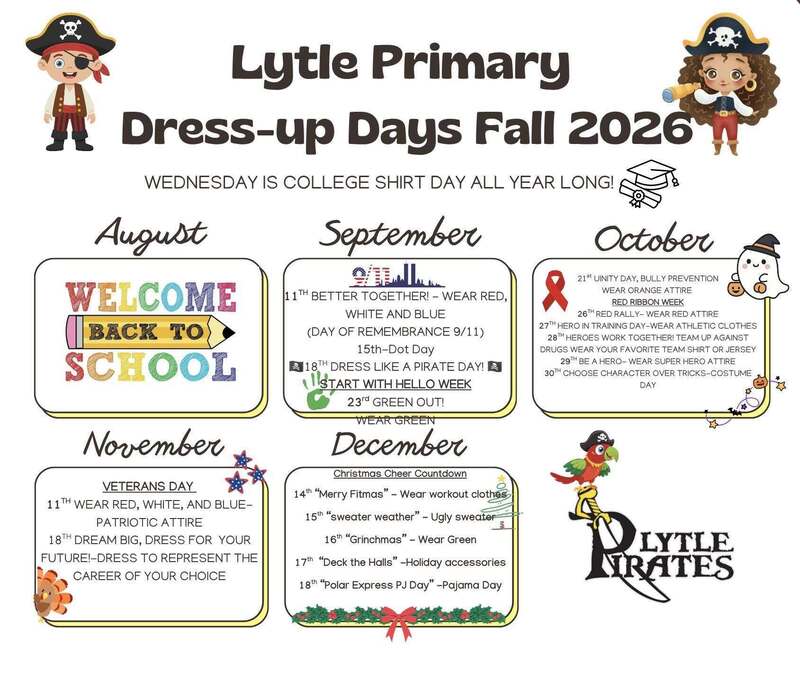 Lytle Primary Dress-Up Days Schedule