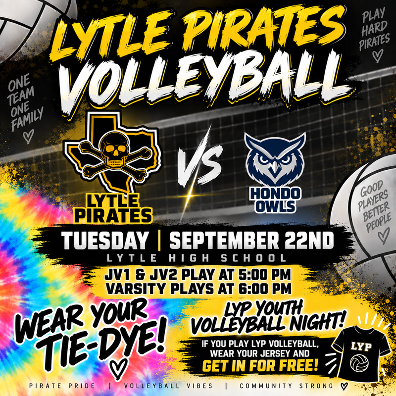 Lytle Volleyball vs Hondo Owls flyer - information in text above