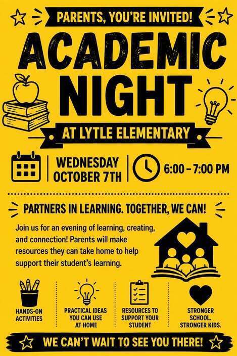 Academic Night flyer with details listed in article